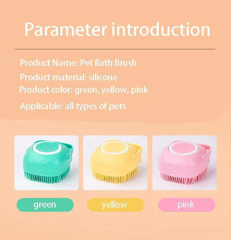 Escova massajadora de banho de silicone para animais de estimação.