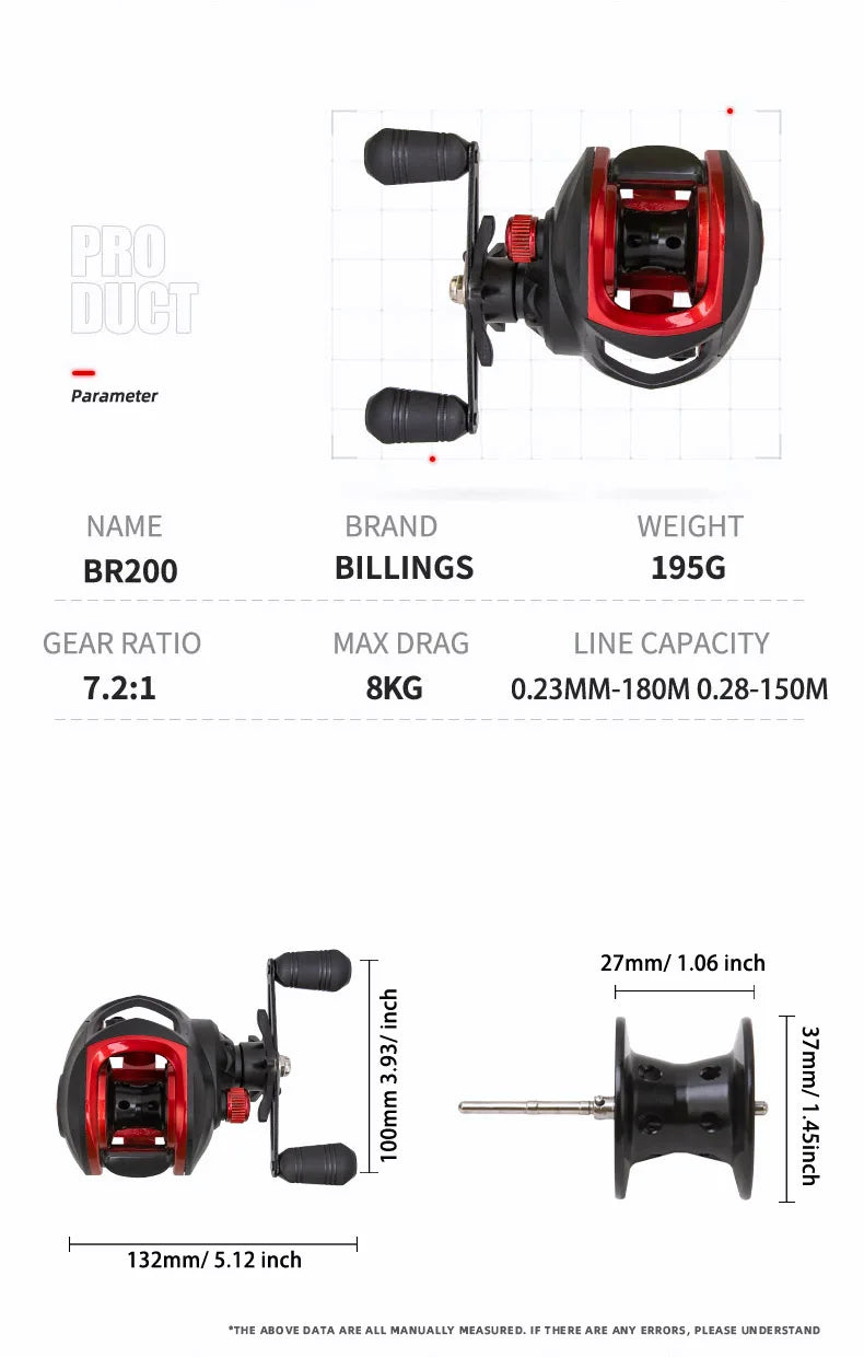 Carreto 8Kg 7.2:1, para Mar ou Rio.